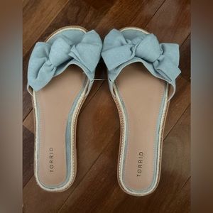 Chambray open toe flats (torrid)